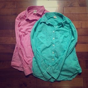 Lot of 2 J. Crew Factory gingham shirts - xs